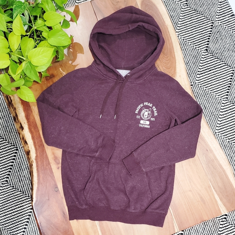 Garage Boyfriend Fit "Pacific Peak Trail" Heathered Maroon Hoodie